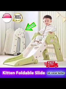 Childrens Slide Foldable Kitten Kids Slide 112x40x55cm Kids Indoor Playground Amusement Park Toy