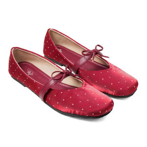 Sepatu Balet Wanita flat shoes Elegan Square Toe GRACE motif polkadot anti slip nyaman dipakai