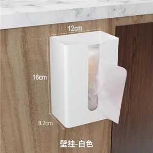 กล่องกระดาษเช็ดหน้าติดผนังหรูหราแบบแขวน กล่องเก็บผ้าเช็ดหน้าสำหรับห้องน้ำและครัว ไม่ต้องเจาะรู กล่องใส่กระดาษเช็ดหน้าแบบล้วงได้
