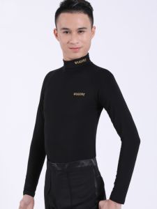 New Mens Long Sleeve round Neck Latin Modern Dance Shirt Cotton Material Suitable for Rumba Cha Cha Samba Cowboy Bullfight Dancing