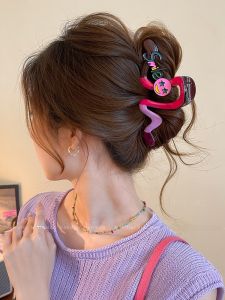 Womens High-End Geometric Smiley Face Hair Clips New 2025 Drip Glaze Hair Accessories Cute Fun Shark Tail Hair Grips