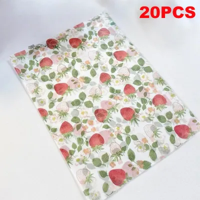 10/20pcs Strawberry Pattern Tissue Paper Gift Wrapping Paper Wedding Birthday Party Decoration Paper DIY Flower Wrapping Paper