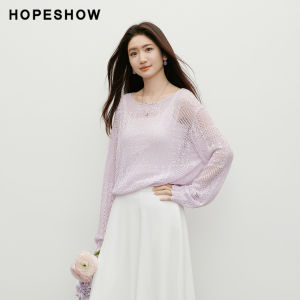 HOPESHOW | Sweet Pink and Purple Knit Top Summer Style Flounce Hem Loose