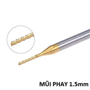 Mũi Phay Cắt CNC Mắt Dứa Đường Kính Mũi 1.5mm Khoan - Khắc - Cắt Bo Mạch Thép Mạ Titan Đầu Màu Vàng Đồng