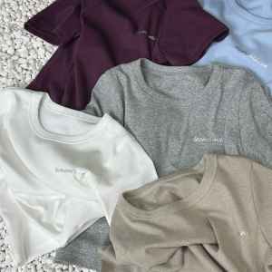 Girls Short Sleeve T-Shirt Summer New Fashion Pure Color Half Sleeve Top Childrens Clothing Korean Style Cotton Blend Elastic Fiber