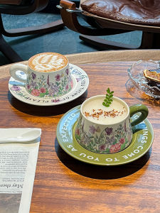 Violet Ceramic Coffee Cup And Plate Gift Box Set for New Couples Afternoon Tea Design Sense Cup Plate Set High Value