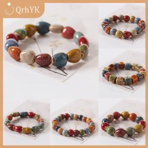 QrhYK Handmade đầy màu sắc Sao Gốm đính cườm Vòng đeo tay căng Boho đồ trang sức vui tươi đàn hồi dây đeo cổ tay cho phụ nữ