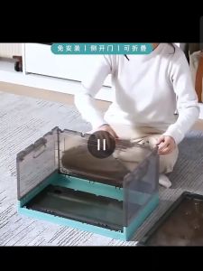 Portable Transparent Foldable Storage Box Removable Storage Bin With Lids Folding Organizer with handle Baskets