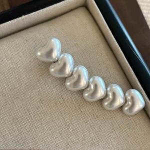 Rum Red Tea Pearl Hair Clip Sweet Heart Design Side Duckbill Hair Clamp Bangs Clamp Travel Hair Care Products