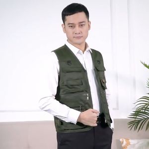 เสื้อกั๊กผู้ชาย หลายกระเป๋า ใช้งานหลากหลาย สำหรับตกปลา กลางแจ้ง ฤดูหนาว-ร้อน แบบชุดทำงาน สวมสบาย วัยกลางคนขึ้นไป