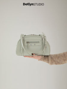 Dotlynins Large Capacity Fashionable Commuting Bowling Bag Womens Underarm Single Shoulder Bag Retro New Model Korean Style