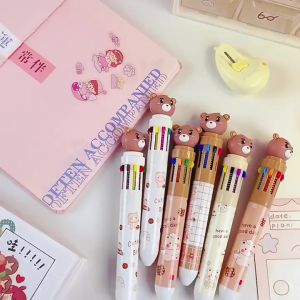 Pena Mekanik Karakter Kartun Pulpen 10 Warna Lucu 3D DOLL Bolpen Gel Tinta Donat Animasi 10 Warna Alat Tulis Sekolah Anak Super Imut