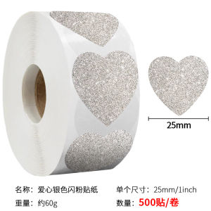Miếng Dán Trái Tim Bạc Lấp Lánh 500 Miếng Quà Tặng Thủ Công Trang Trí Văn Phòng Phẩm Miếng Dán Kín Phim Miếng Dán Kín Phim
