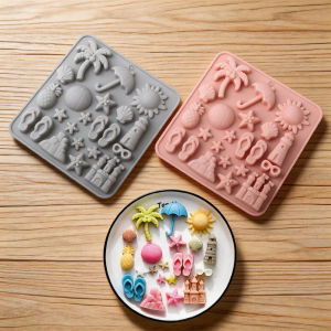 Summer Beach Silicone Baking Mold Beach Shape Chocolate Dessert Mold Fruit Gummy Mold Ice Cube Tray Mold