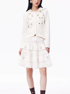 Floral Embroidery Slim Fit Hooded Jacket