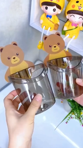 Cốc Đựng Bàn Chải Kem Đánh Răng Hình Gấu Dễ Thương Gắn Tường Cao Cấp