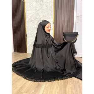 Mukenah Armany Silk Premium Renda Kalung Adem Sesuai foto Bonus Tas