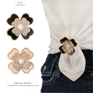 Creative ฤดูร้อน ใหม่ ผู้หญิง เสื้อยืดมุม Knot แหวนตกแต่ง High-end ผ้าไหม ผ้าพันคอ 2-in-one หน้าอก Pin อุปกรณ์เสริมแฟชั่น