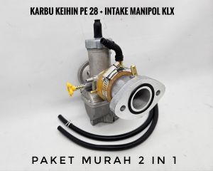 Intek Intake Manipol Manifold KLX Insulator + Karbu PE 28 Paket Murah 2 in 1