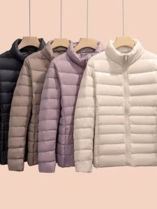 Lightweight Slim Fit Short down Jacket for Women Zipper Closure Multi-Color Options Available Korean Style Commute Fashion