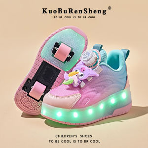 KUOBURENSHENG | Cartoon Style Adjustable Wheel Waterproof Light-up Roller Skates