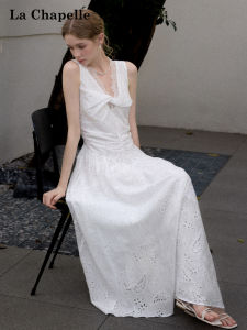 La Chapelle | Sleeveless V-neck Lace Slimming Waist-concealing Dress