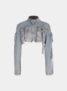 Badblood Denim Cargo Pants Mini Skirt Tops Jacket Heavy Industry Short Pocket Fashion