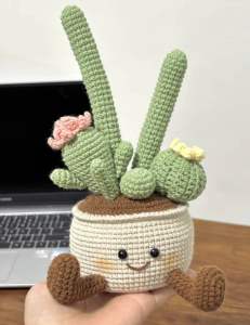 Crochet Rose Potted Plant Woven Gift For Home Desk Decor (Pre- Order)