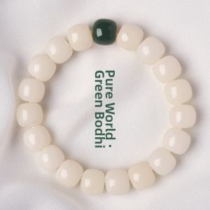 LINGFEI | High Density White Jade Natural Bodhi Seed Wrist Rosary