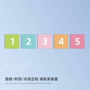 Acrylic Colorful Macaron Number Stickers for Students Kindergarten Seat Cabinet Sorting Number Label Waterproof Cartoon Cute