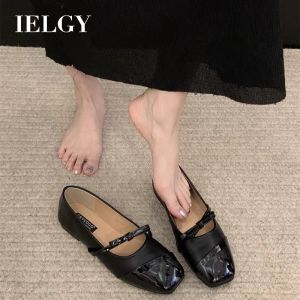 Ielgy của phụ nữ Bow Mary Jane giày màu đen 2024 New ngón chân vuông bơm Giày bệt mềm