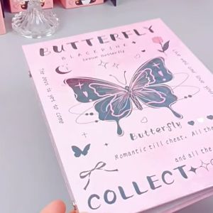 SHINSDAY Cover Binder A5 6 Rings Butterfly Y2K Kupu-Kupu Album Kpop Black Pink Hard Cover Hologram
