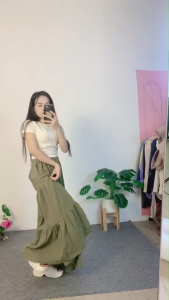 ชุดเซ็ต เสื้อยืดแขนสั้นสีพื้น กระโปรงพลีททรงสวย