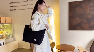 Japan Large Tote Shoulder Bag Canvas Multi Pocket XL Size Women Handbags With Zipper Beg Besar Wanita 大容量单肩包