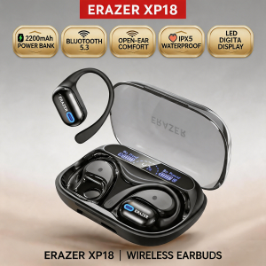 erazer | ERAZER XP18 TWS Earbuds Bluetooth 5.3 HiFi Stereo ENC Noise Cancelling 2200mAh LED Digital Display for Sports Work Travel
