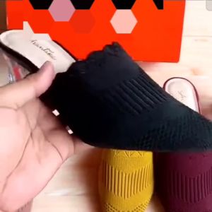 AURORA STORE - Heels LUNNA Sandal Wanita Hak Kaca Bahan Rajut Lembut PASTI GRATIS ONGKIR !!!