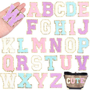 8Pcs/Lot Pink Series Letter Patches Embroidery Alphabet Self-adhesive Patch DIY Bags Crafts Clothing Sewing Appliques Supplies