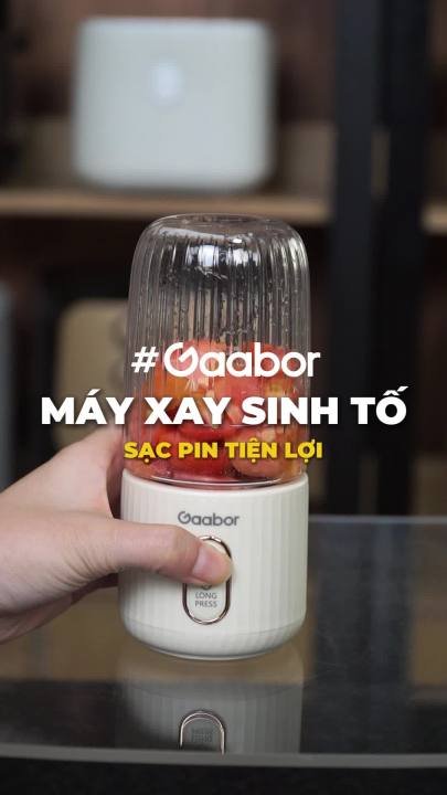 Máy xay sinh tố cầm tay mini Gaabor FP03T-WH01A 350ml công suất 50W ly xay nhỏ gọn tiện lợi tích điện cổng sạc USB kèm 2 cốc tiện lợi