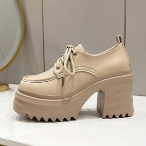 French Style Thick Heel Mary Janes Womens Shoes Black British Style Spring New Arrival Heightening Rubber Outsole round Toe