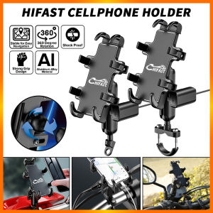 E&M Original HIFAST Motorcycle Cellphone Holder Flexible Stand 360° Rotatable Chargeable Full Aluminum Alloy Universal