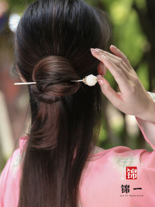 Handmade Copper Hairpin Womens White Jade Magnolia Buddhist Lotus Flower Hanfu Accessories Traditional Chinese Style Hair Decorations
