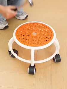 Nhiều màu - Ghế đẩu tròn cán thấp có bánh xe xoay 360độ ghế trẻ em ghế làm nail có bánh xe di chuyển tiện dụng ghế đôn thấp ghế đẩu thấp mini