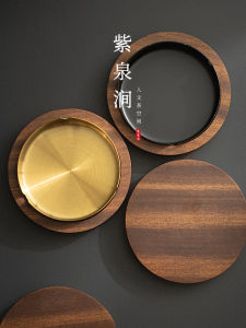 JOJOS L. PD. Walnut Wood Stainless Steel Inner Lid Ashtray Dustproof Decorative Home Accessories Chinese Style GTF-25