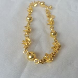 Gelang Bola Lilit Variasi Cor Padat Lapis Emas Kuning 24k