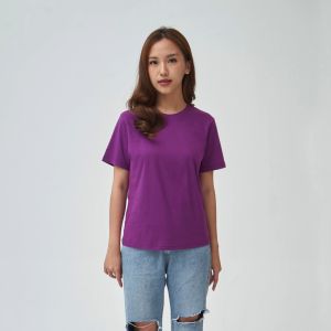 Kaos Polos Wanita Oneck Lengan Pendek Bahan Katun Combed 30s Warna Ungu Violet