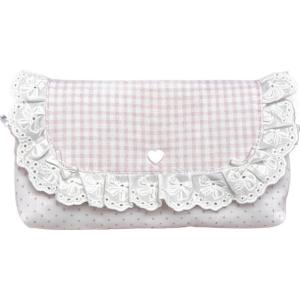 Pink Lace Pencil Case Large Capacity Polka Dot Design Pen Bag Portable Stationery Organizer School Supplies