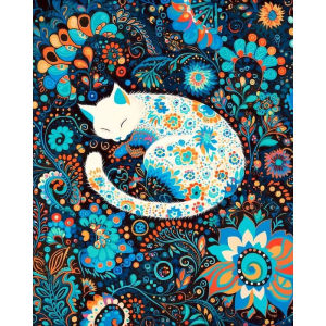 Oil Painting By Numbers Sleeping White Cat Pattern DIY Digital Oil Painting Drawing on Canvas Wall Decor Living Room Gift