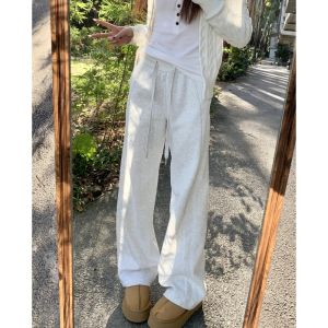 Quần Nỉ Dài Thường Ngày Cạp Cao Cho Nữ Mùa Thu 2025 Quần Dài Ống Rộng Ống Đứng Thẳng Không Co Giãn