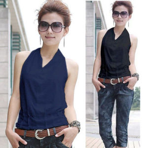 Shoulder Baring Neckline Cotton Camisole Tank Top Womens Base Shirt Yoga Outerwear Slimming Pure Color Sweet Style
