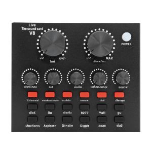V8 การ์ดเสียงปลั๊ก USB อุปกรณ์ DJ การ์ดเสียงเครื่องผสมเสียงสําหรับโทรศัพท์คอมพิวเตอร์ PC Webcast Live การบันทึกคาราโอเกะภายนอก